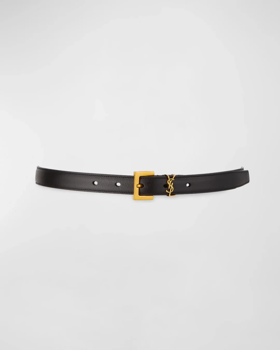 Black YSL Monogram Leather Belt