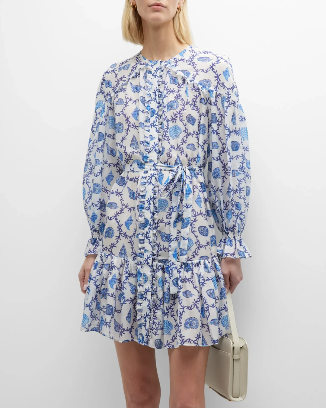 Saloni Floral Mini Ruffle Dress