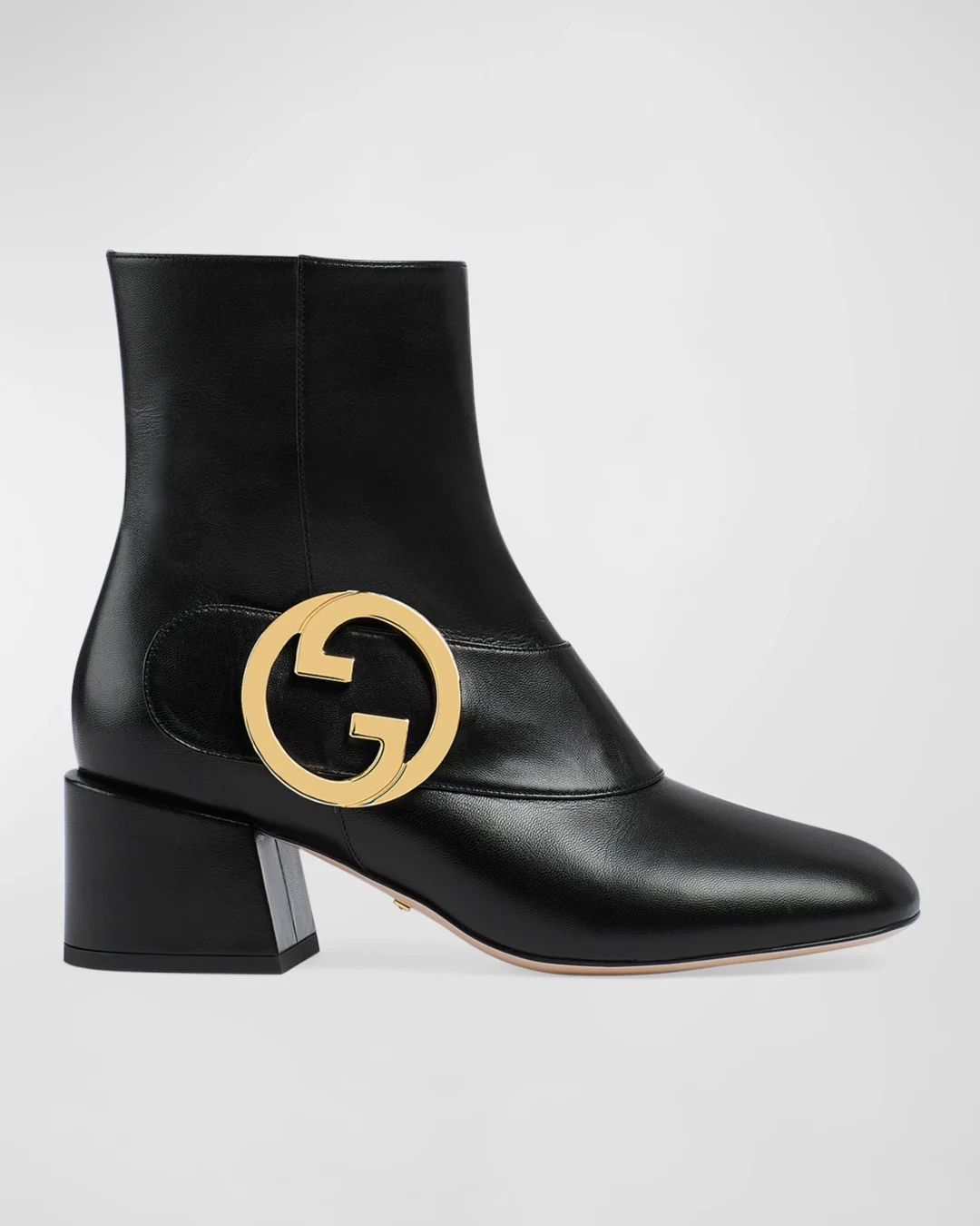 Gucci Blondie Leather Medallion Ankle Boots