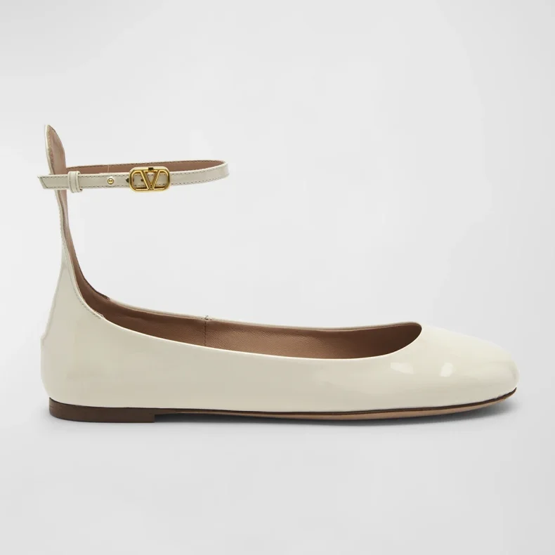 Valentino Garavani Tan-go Patent Ankle-Strap Ballerina Flats