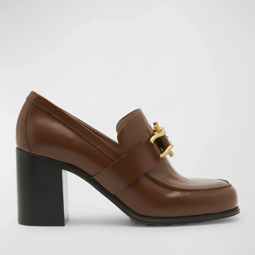 Bottega Veneta Brown Monsieur Calfskin Leather Bit Pumps