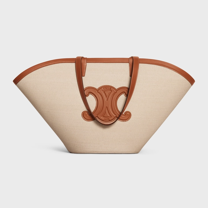 Large natural Celine tote bag with Triomphe logo