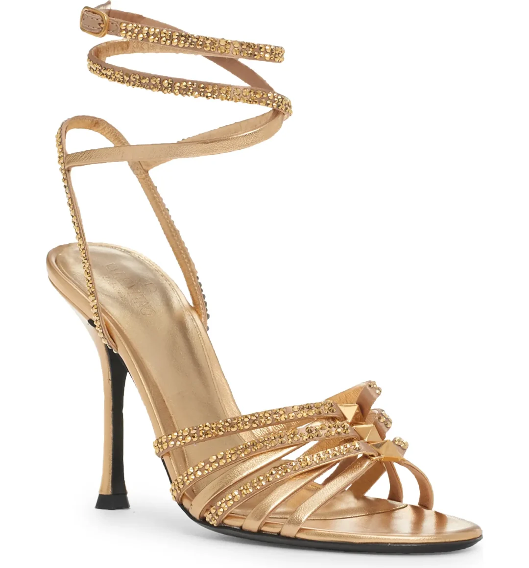 Gold lace up designer sandals