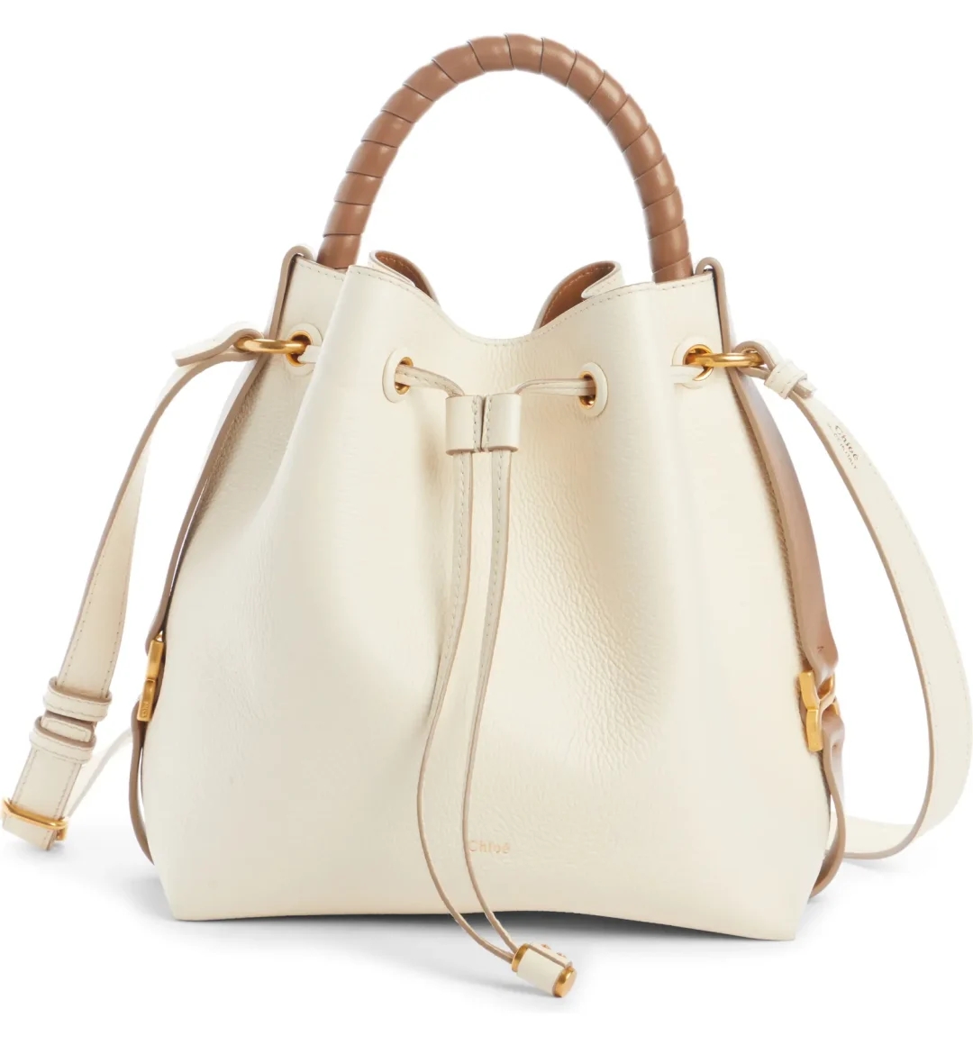 White and cream Chloe Marcie bucket bag