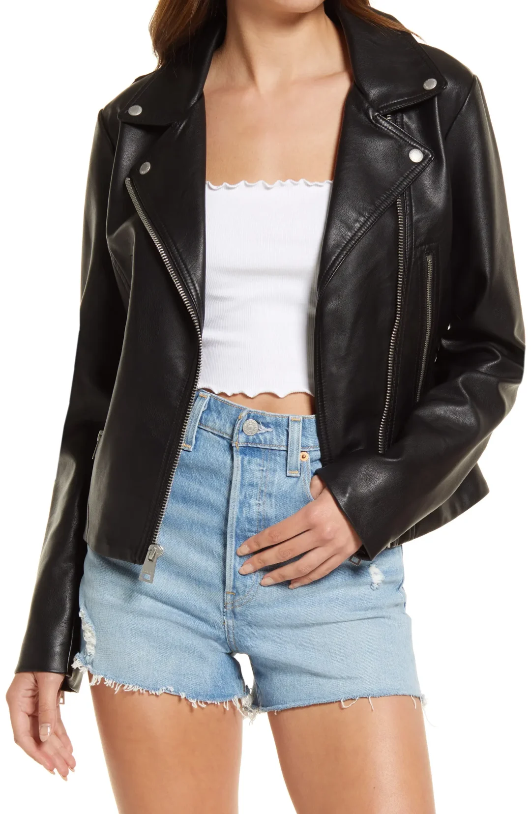 Black Faux Leather Moto Jacket