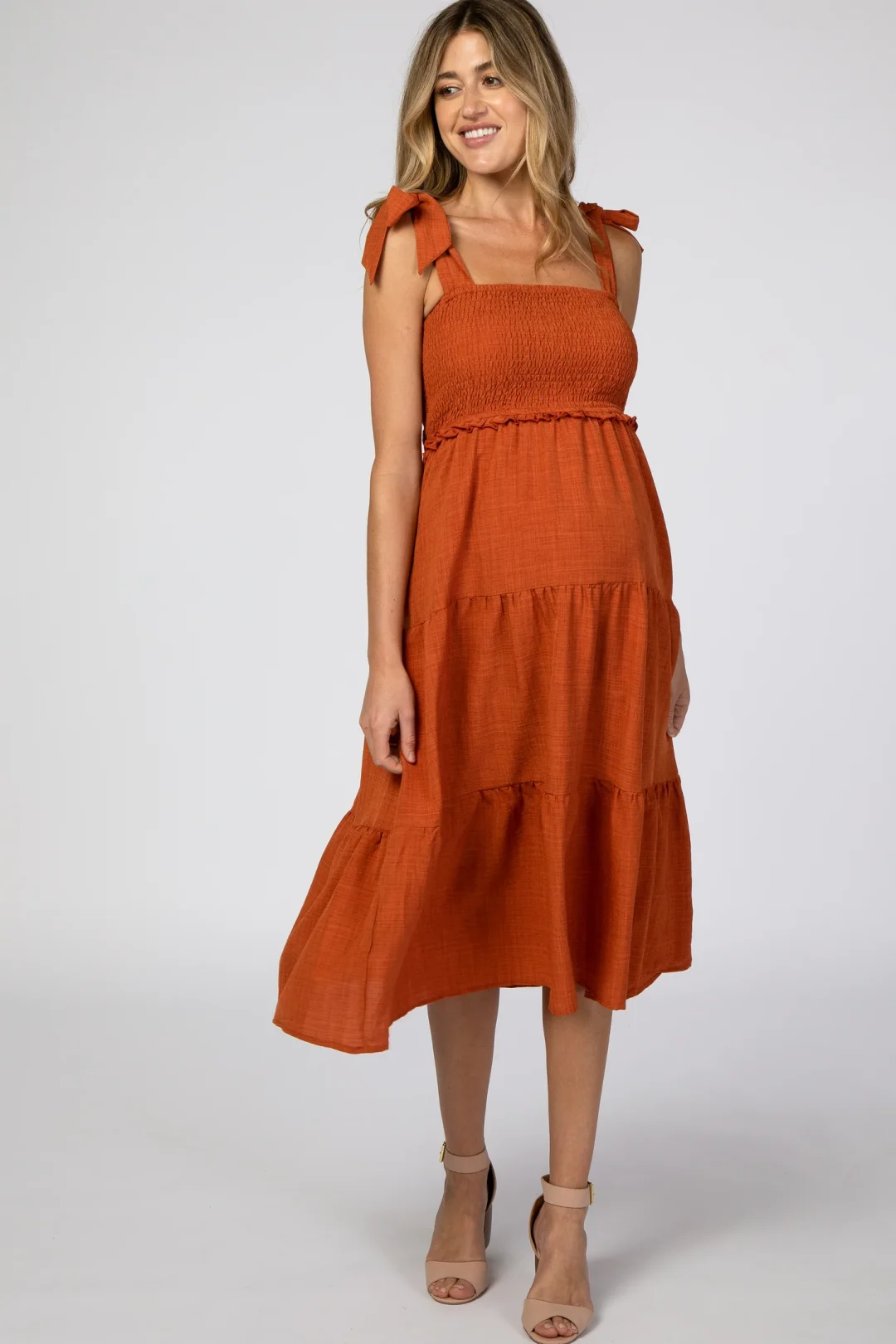 Burnt orange maternity dress