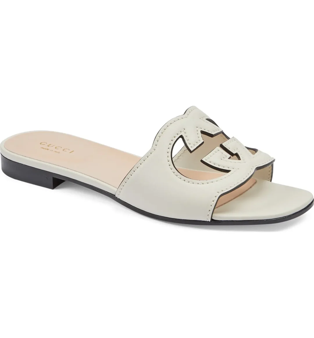 White Gucci flat sandals