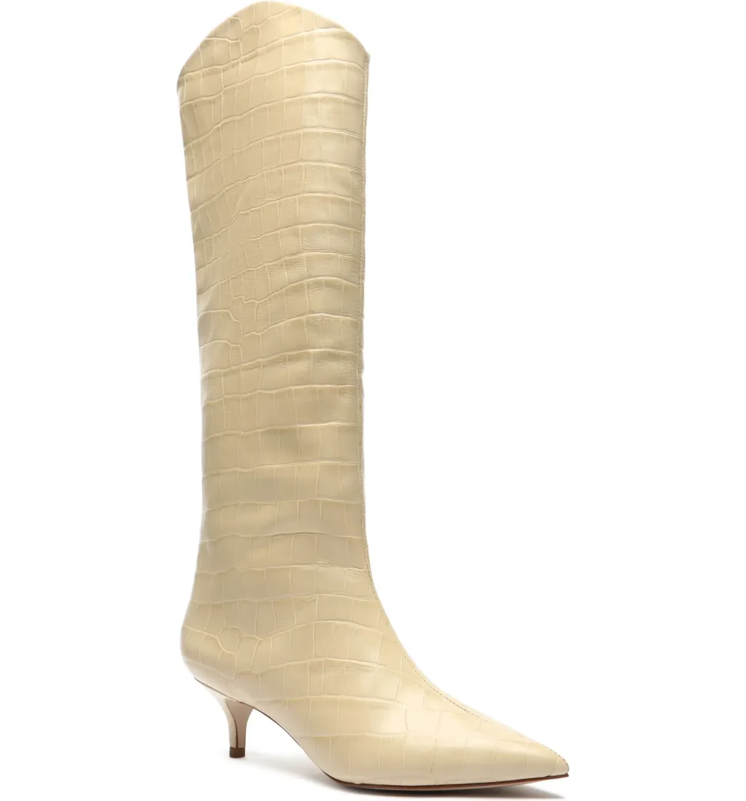 Light croc knee high boots