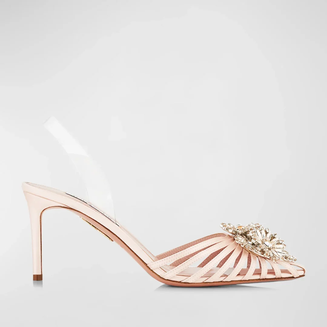Aquazzura Margarita Crystal Flowers Halter Pumps