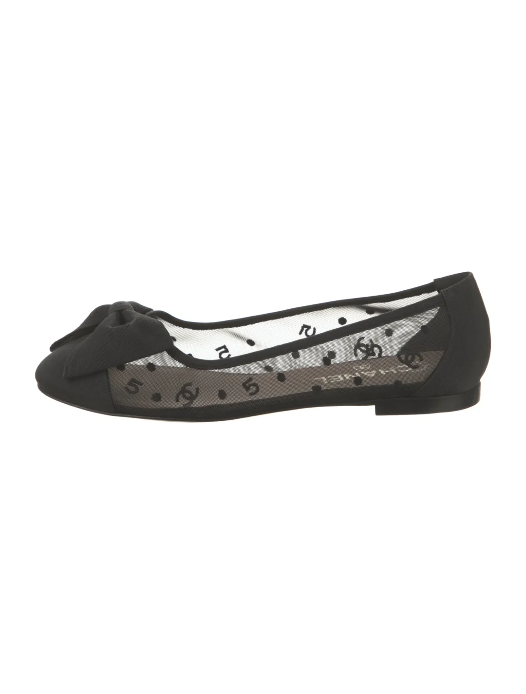 Black Chanel mesh ballet flats