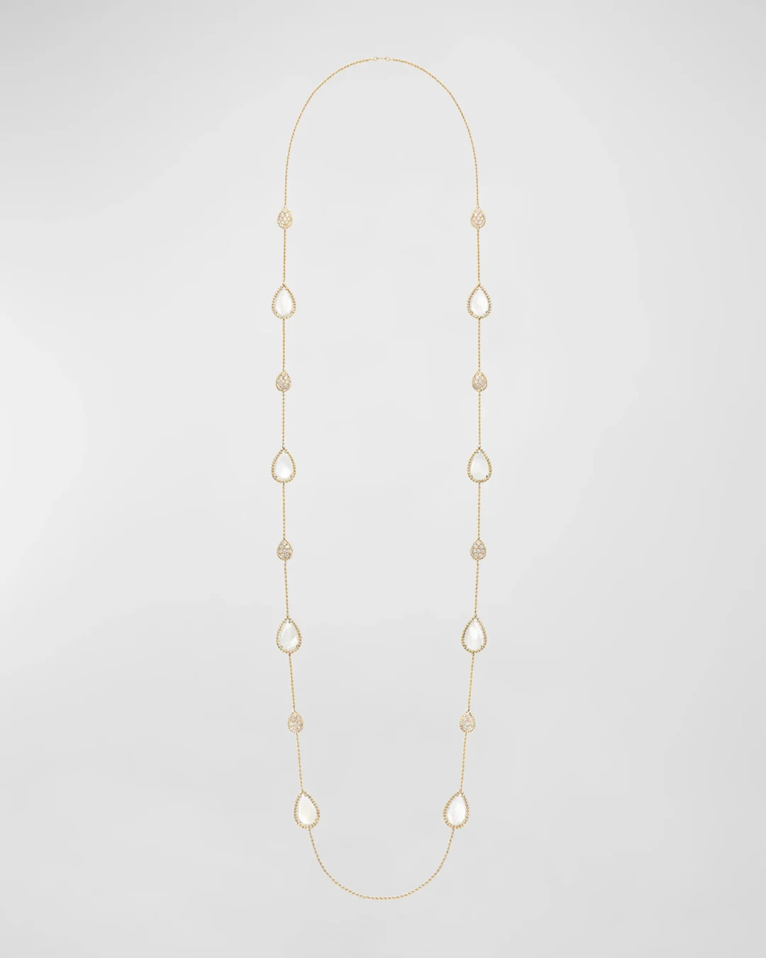 Boucheron Serpent Boheme 18K Yellow Gold Long 16-Motif Diamond and Mother-of-Pearl Necklace 