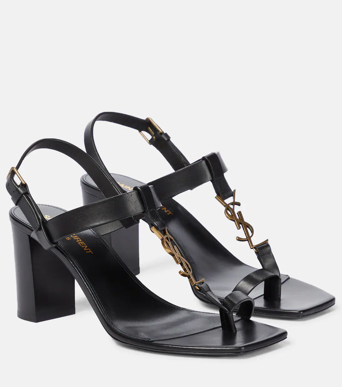 Black YSL block heels