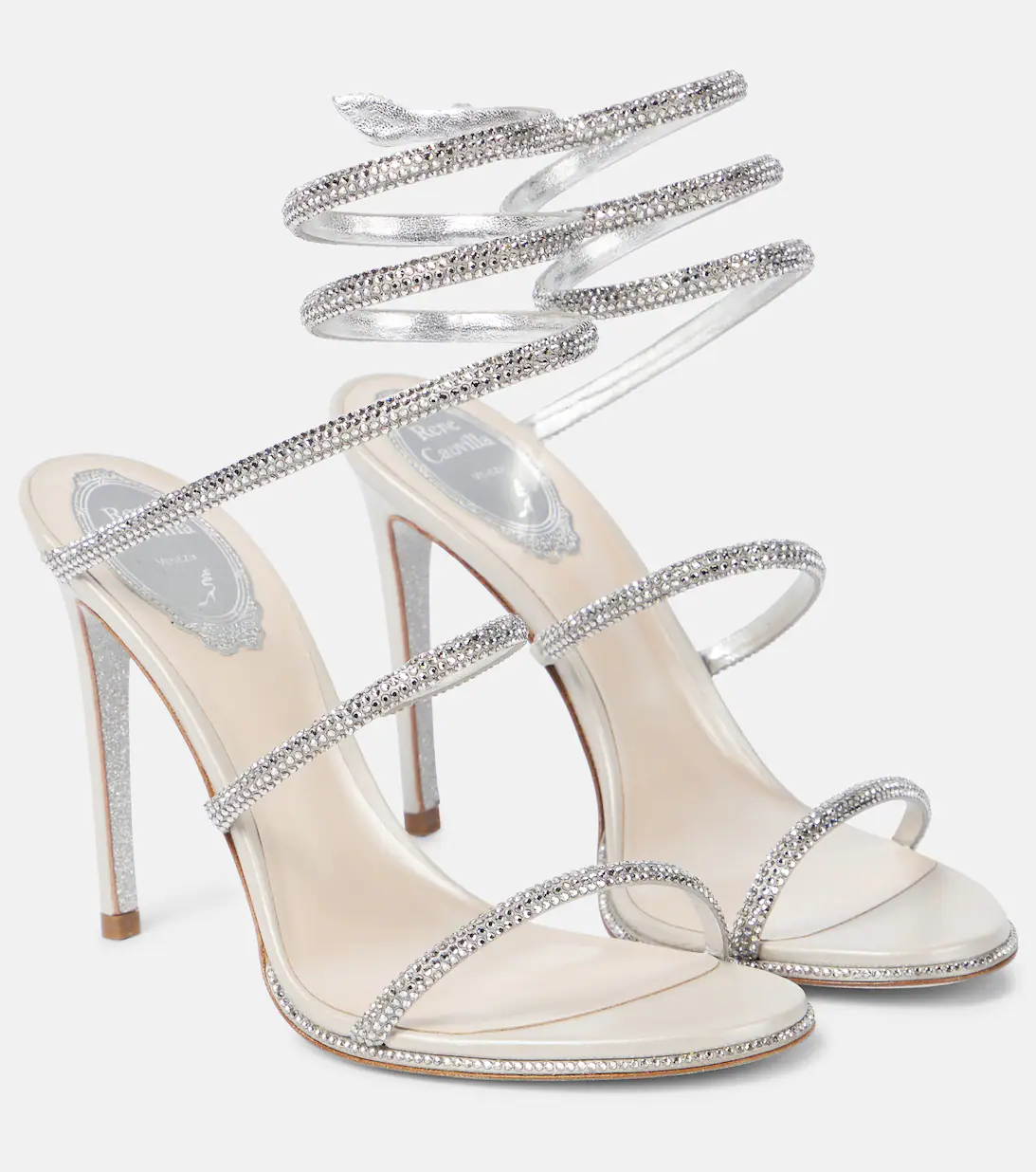 Silver wrap up heels