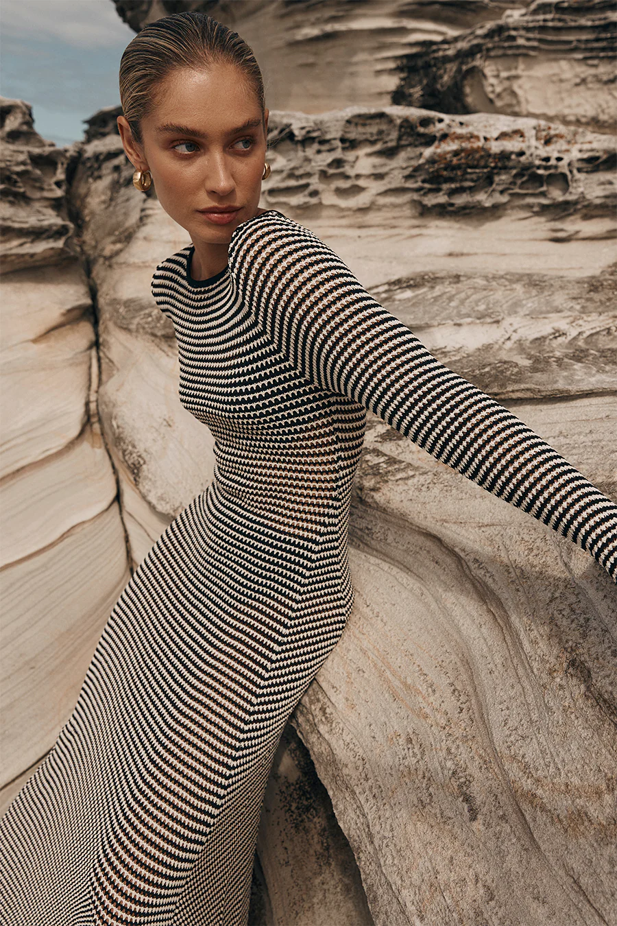 Black and white maxi dress