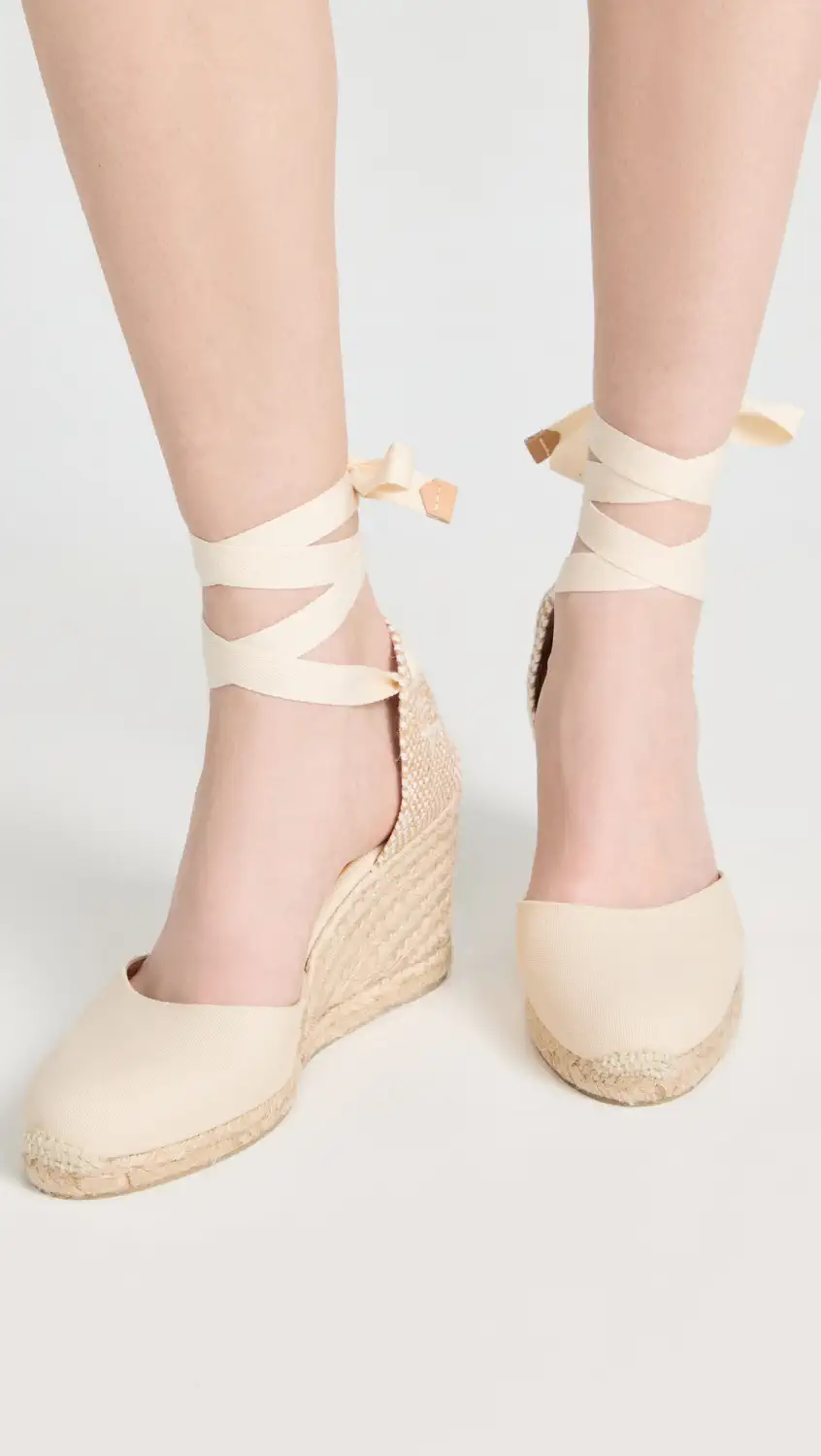 White espadrille wedges