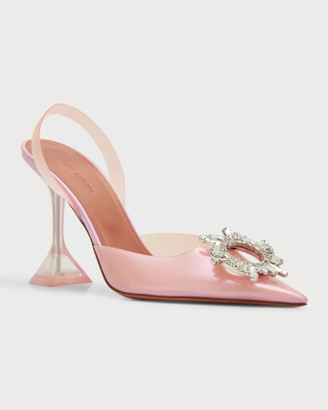 Blush pink Amina Muaddi heels