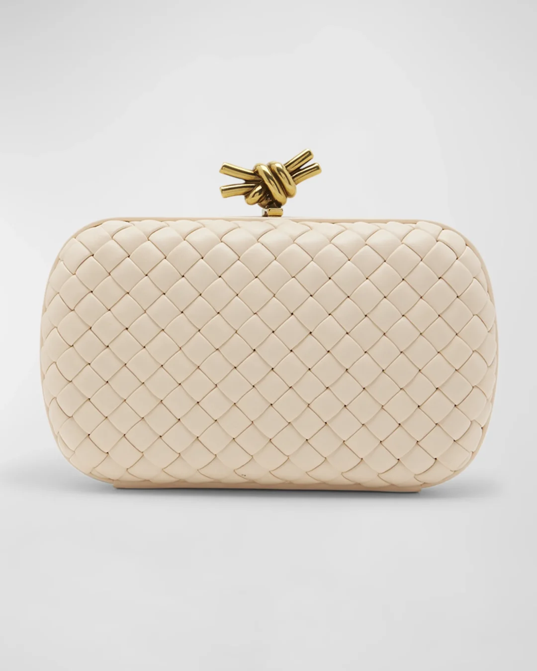 Bottega Veneta Knot Padded Woven Lambskin Clutch Bag