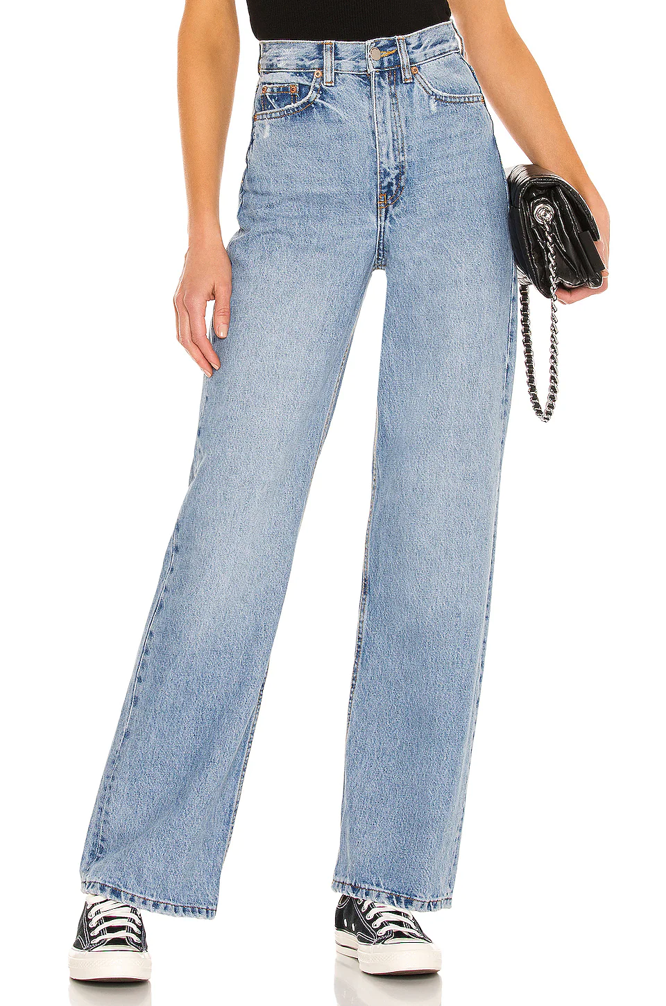 Light blue wash wide leg jeans