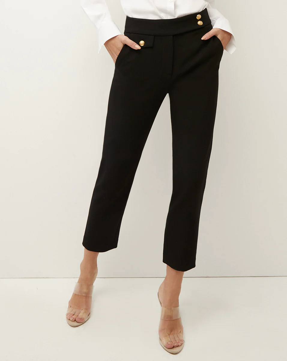 Black cropped slim fit pants