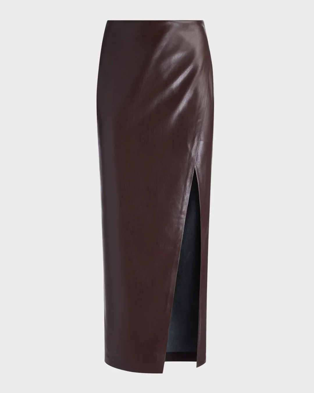 Dark brown leather maxi skirt