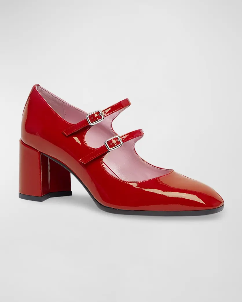Red mary-jane block heel