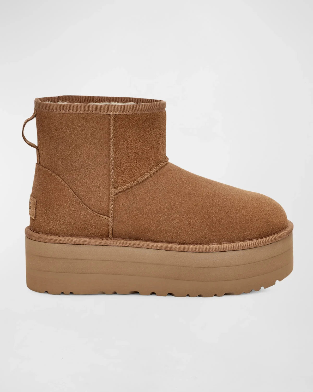 Classic Mini Platform Suede Booties in Chestnut