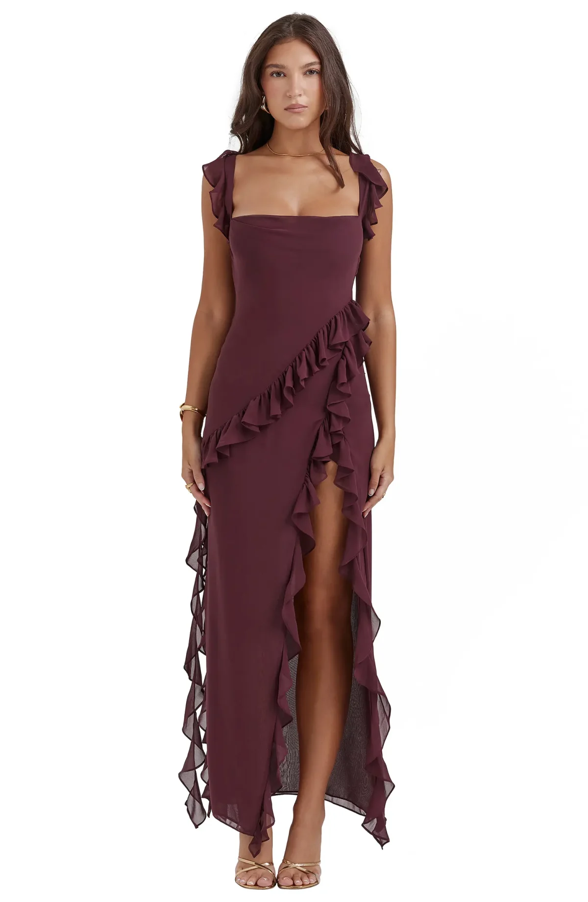 Dark brown ruffle dress from House Of CB.