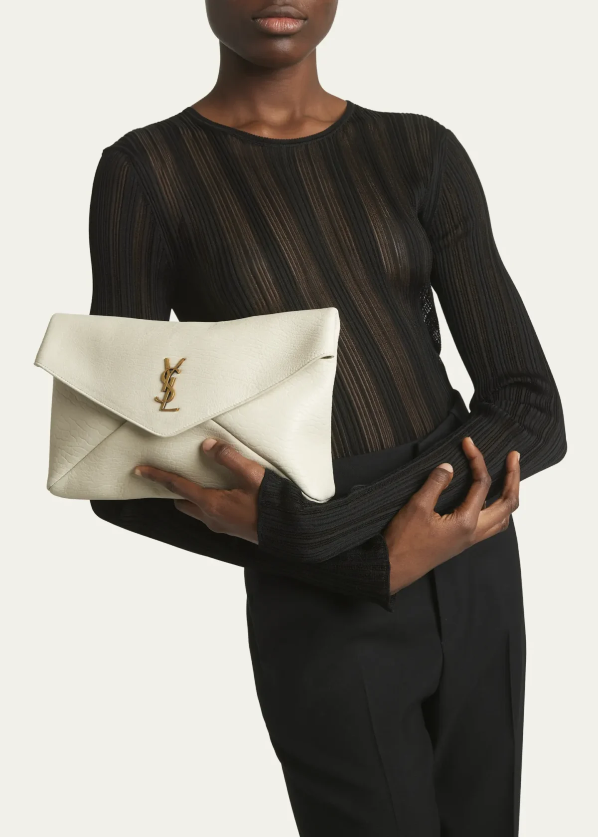 White YSL Pouch clutch.